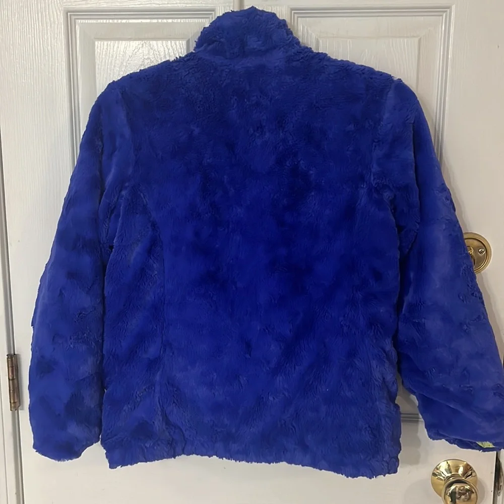 Girls The north face reversible blue splattered jacket